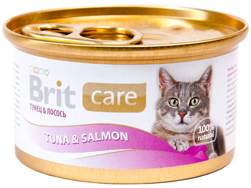 Консервы для кошек Brit Care Tuna & Salmon, с тунцом и лососем, 12шт по 80г