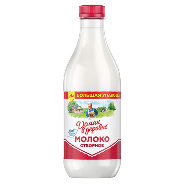 Молоко Домик в деревне отборное пастеризованное 3.5-4.5% 1.4 л