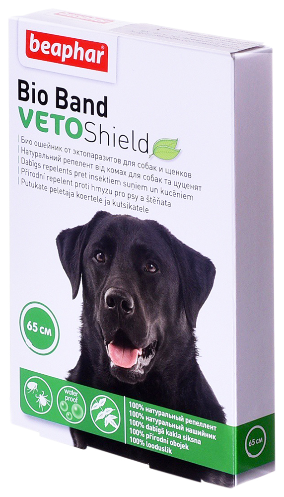 Ошейник для собак против блох, клещей, комаров Beaphar VETO Shield  Bio+  зеленый, 65 см