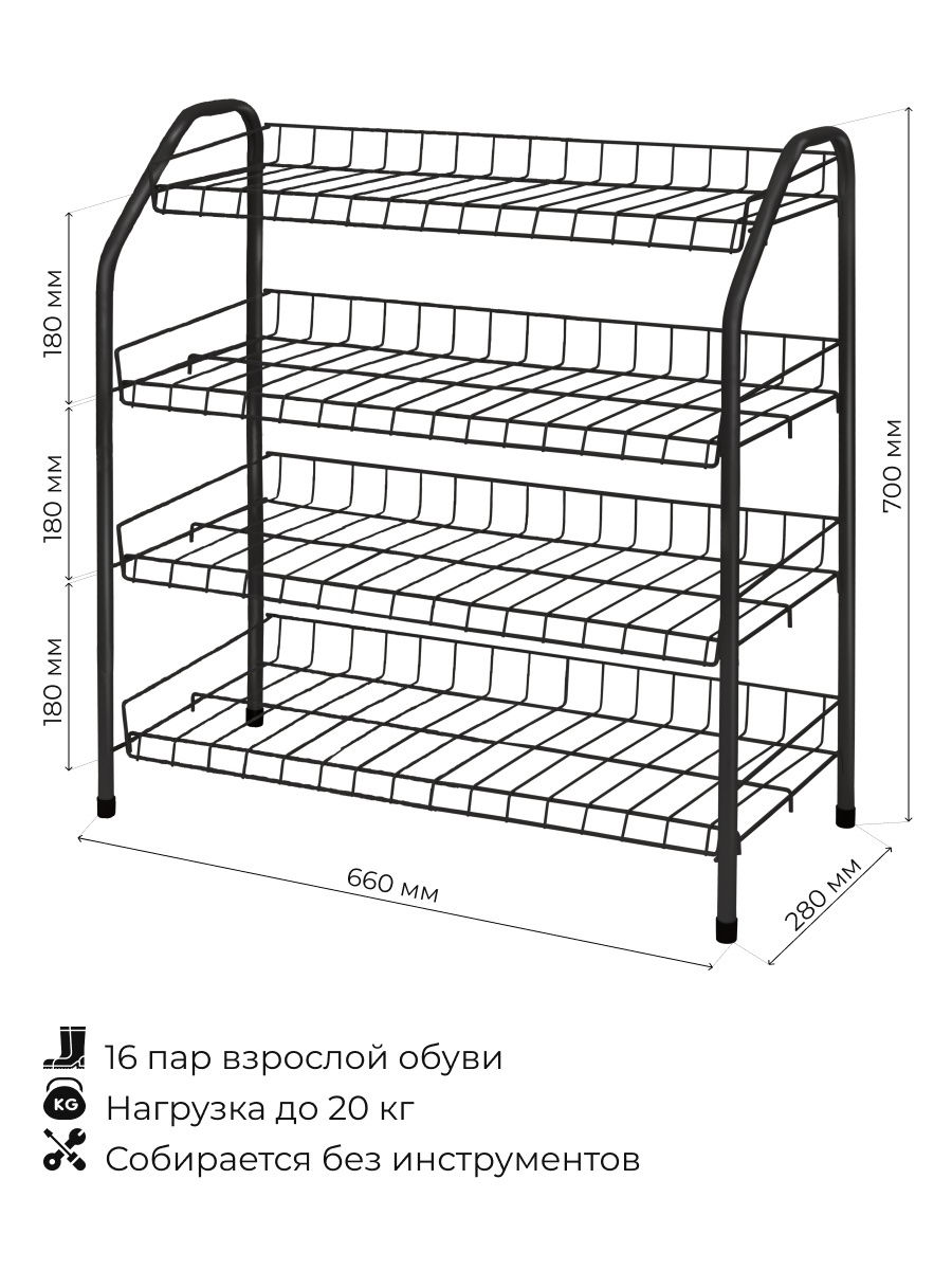 Современная система для хранения в доме - металлическая этажерка-стеллаж InHome ЭТИ2/Ч