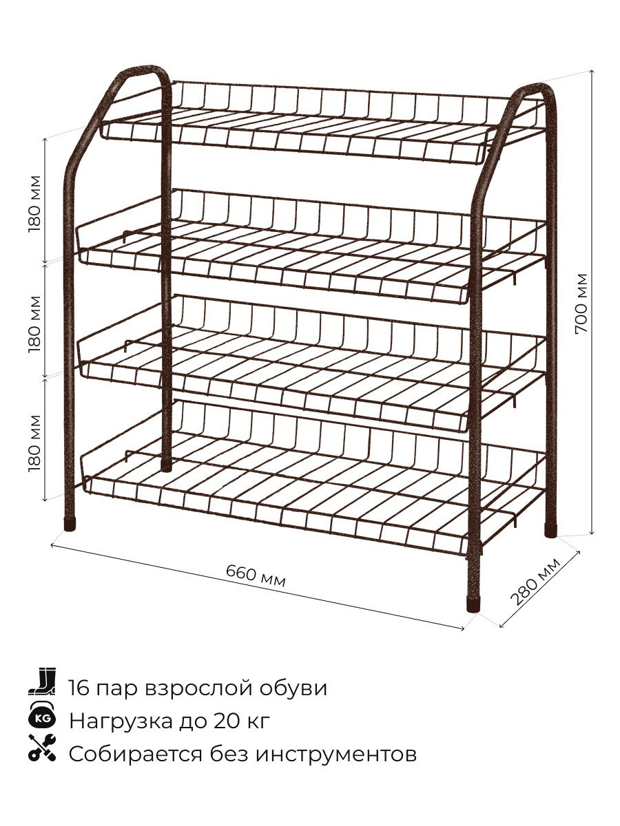 Современная система для хранения в доме - металлическая этажерка-стеллаж InHome ЭТИ2/А