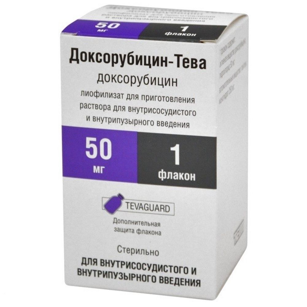 Доксорубицин-Тева лиофилизированный порошок флакон 50 мг 1 шт. -  .
