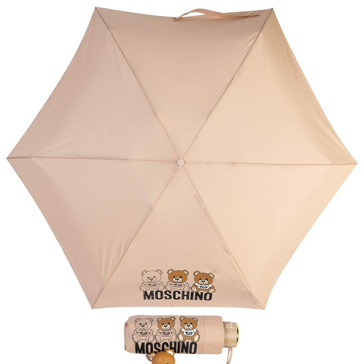 Зонт складной женский механический MOSCHINO 8061-superminiI бежевый - купить в Еlitzont, цена на Мегамаркет