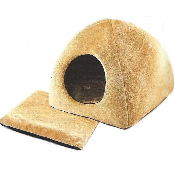 Домик для кошек и собак Дарэлл Zoo-M YURTA с подушкой, бежевый, 36x36x35см