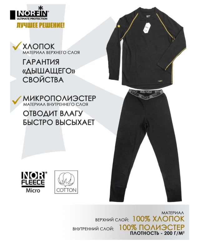 Термокомплект Norfin Scandic Classic Cotton, black, S - отзывы покупателейна Мегамаркет