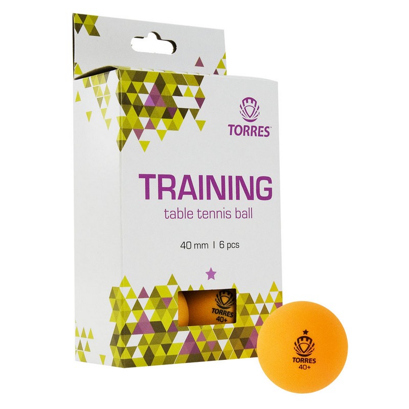 Мячи для настольного тенниса Torres Training TT21015 1*, оранжевый, 6 шт.