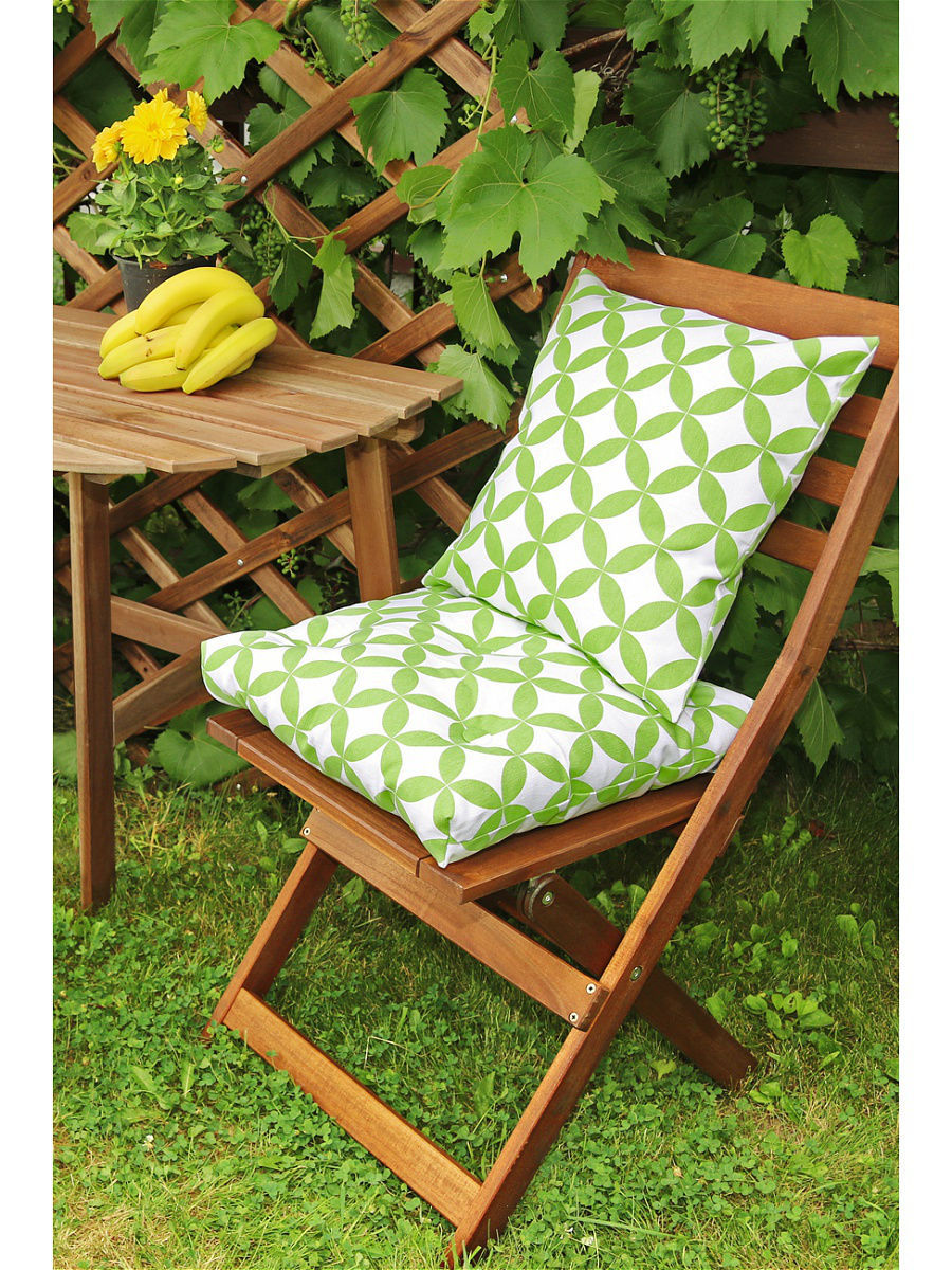 Подушка на стул на сидушку Kauffort Round - S 50х50 см, зеленый/белый 1 шт