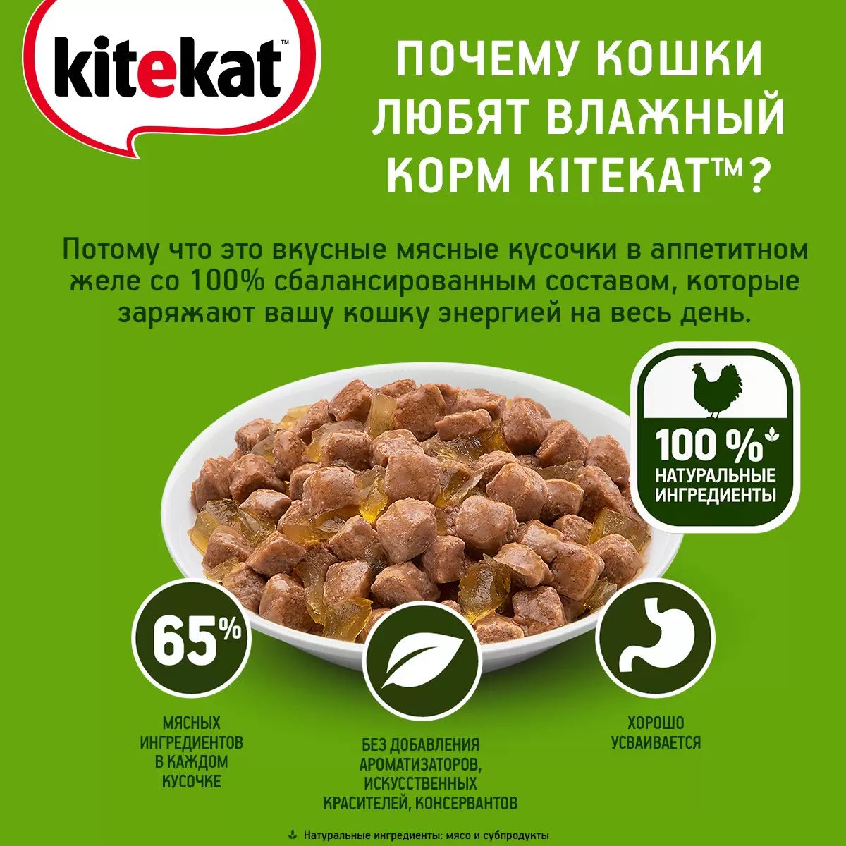 Влажный корм для кошек Kitekat, с курицей в желе, 85г - купить в АШАН -  СберМаркет, цена на Мегамаркет