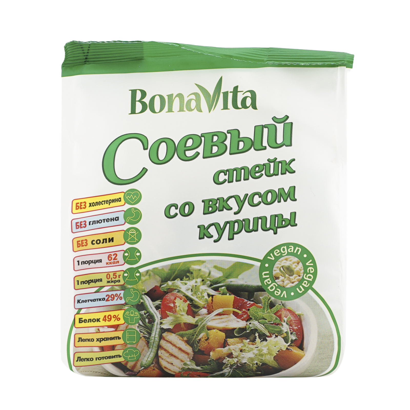 Стейк соевый Bona Vita со вкусом курицы без глютена 80г – купить в Москве,  цены в интернет-магазинах на Мегамаркет