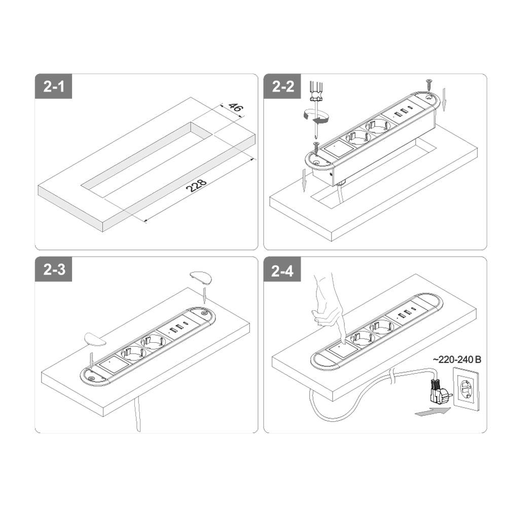 Встраиваемая врезная розетка для стола с USB Type A + C и выключателем,  INRIOR BM-02-20 купить в интернет-магазине, цены на Мегамаркет