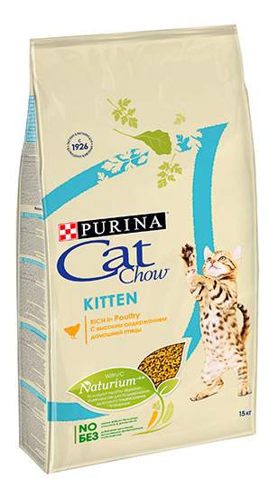 Сухой корм для котят Cat Chow Kitten, домашняя птица, 15кг