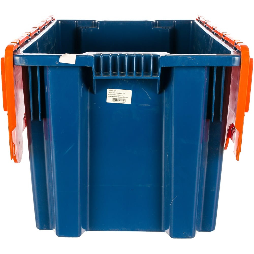 Ящик п/э 600х400х350, сплошной, синий с оранжевой крышкой Тара.ру 18661 купить в интернет-магазине, цены на Мегамаркет