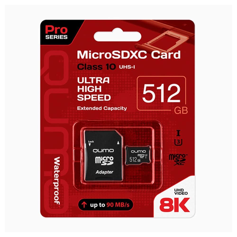 Карта памяти Qumo Pro Seria microSDXC 512GB + адаптер (QM512GMICSDXC10U3), купить в Москве, цены в интернет-магазинах на Мегамаркет