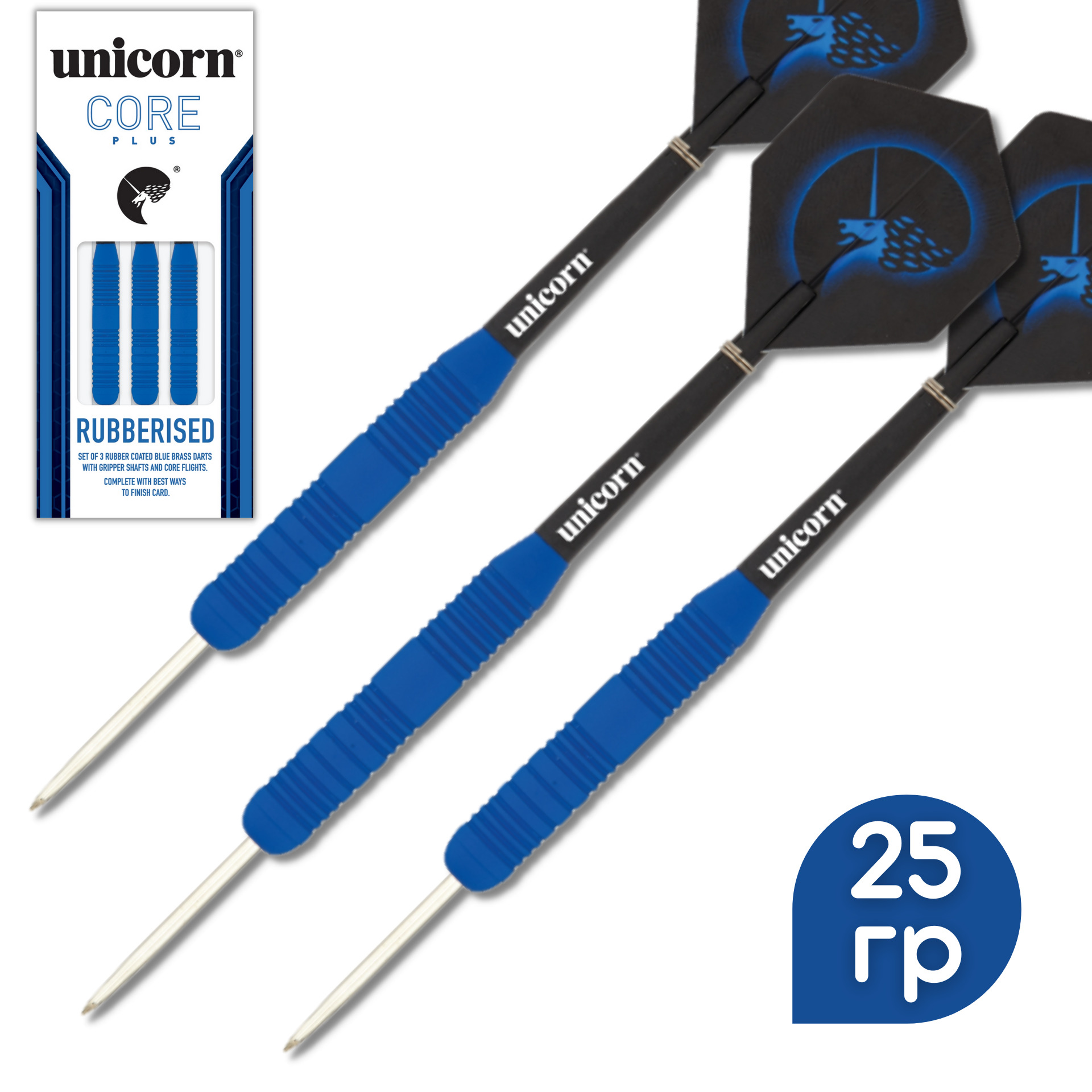 Дротики для игры в дартс Unicorn Core Plus Blue steeltip 25gr (начальный  уровень) – купить в Москве, цены в интернет-магазинах на Мегамаркет