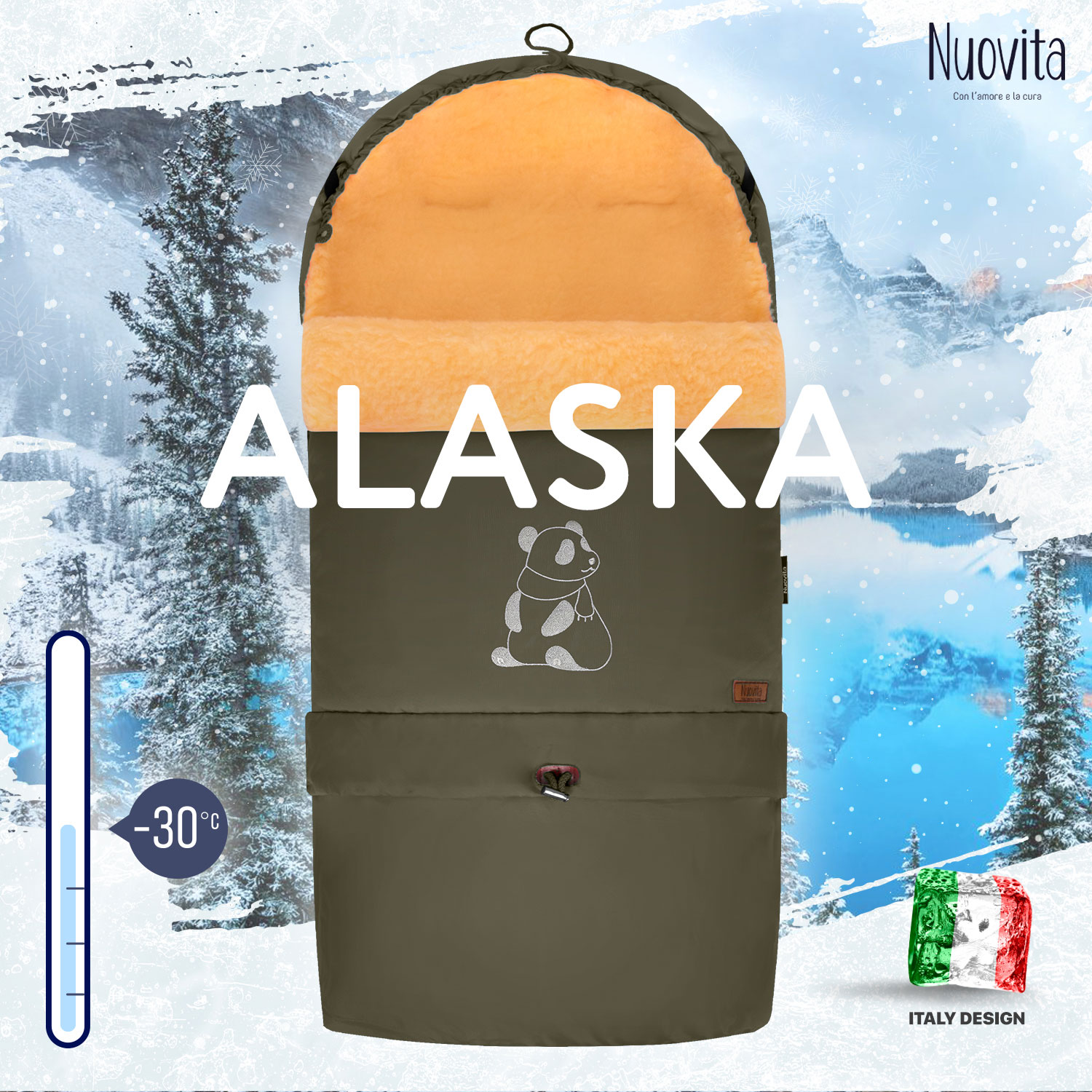 Конверт зимний меховой Nuovita Alaska Pesco (Khaki/Хаки)