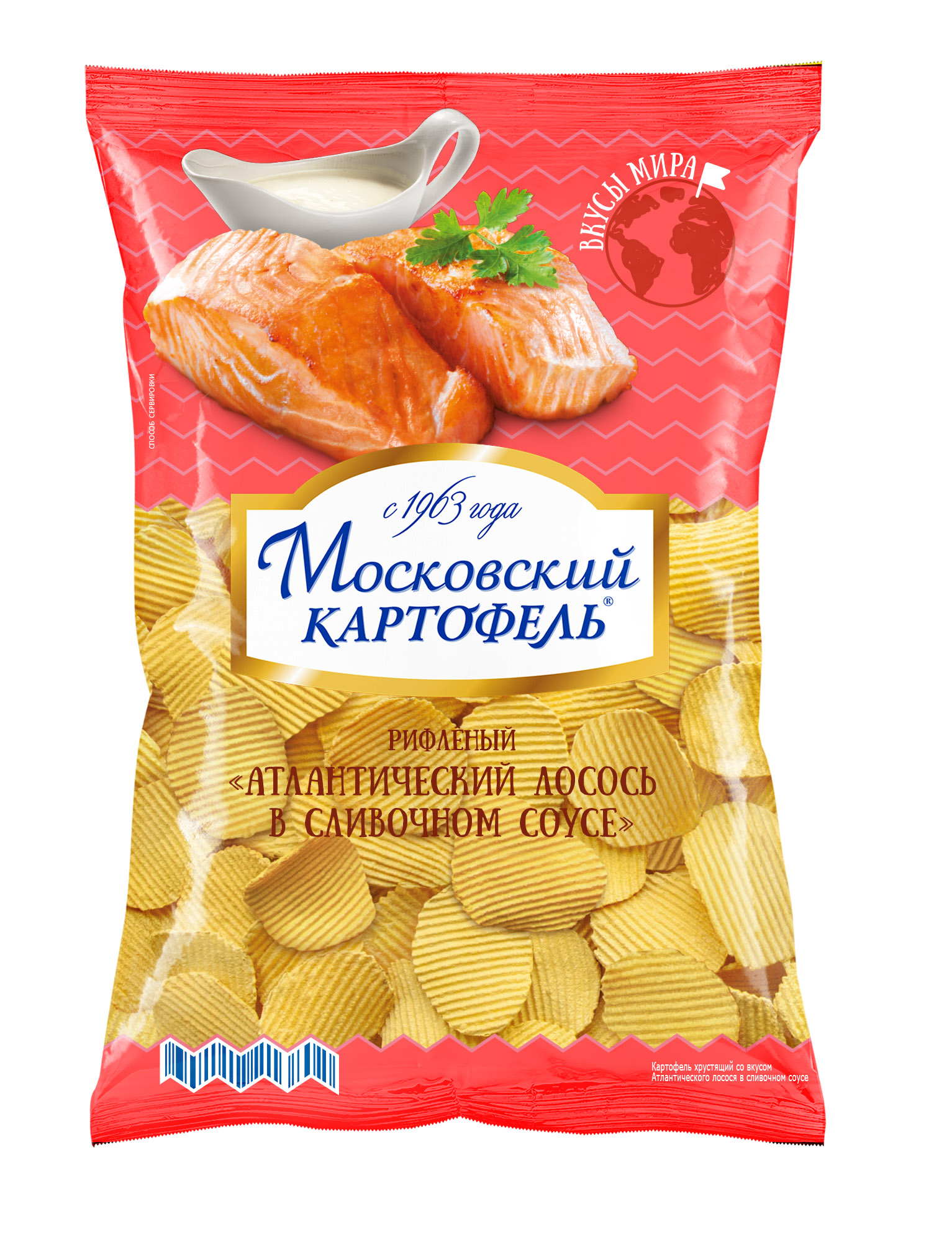Купить картофель Московский хруст. рифл со вкусом лосося в сливочном соусе 150г, цены на Мегамаркет | Артикул: 600002773834