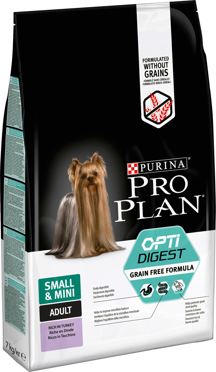 Сухой корм для собак PRO PLAN OptiDigest Small & Mini Adult Grain Free, индейка, 7кг