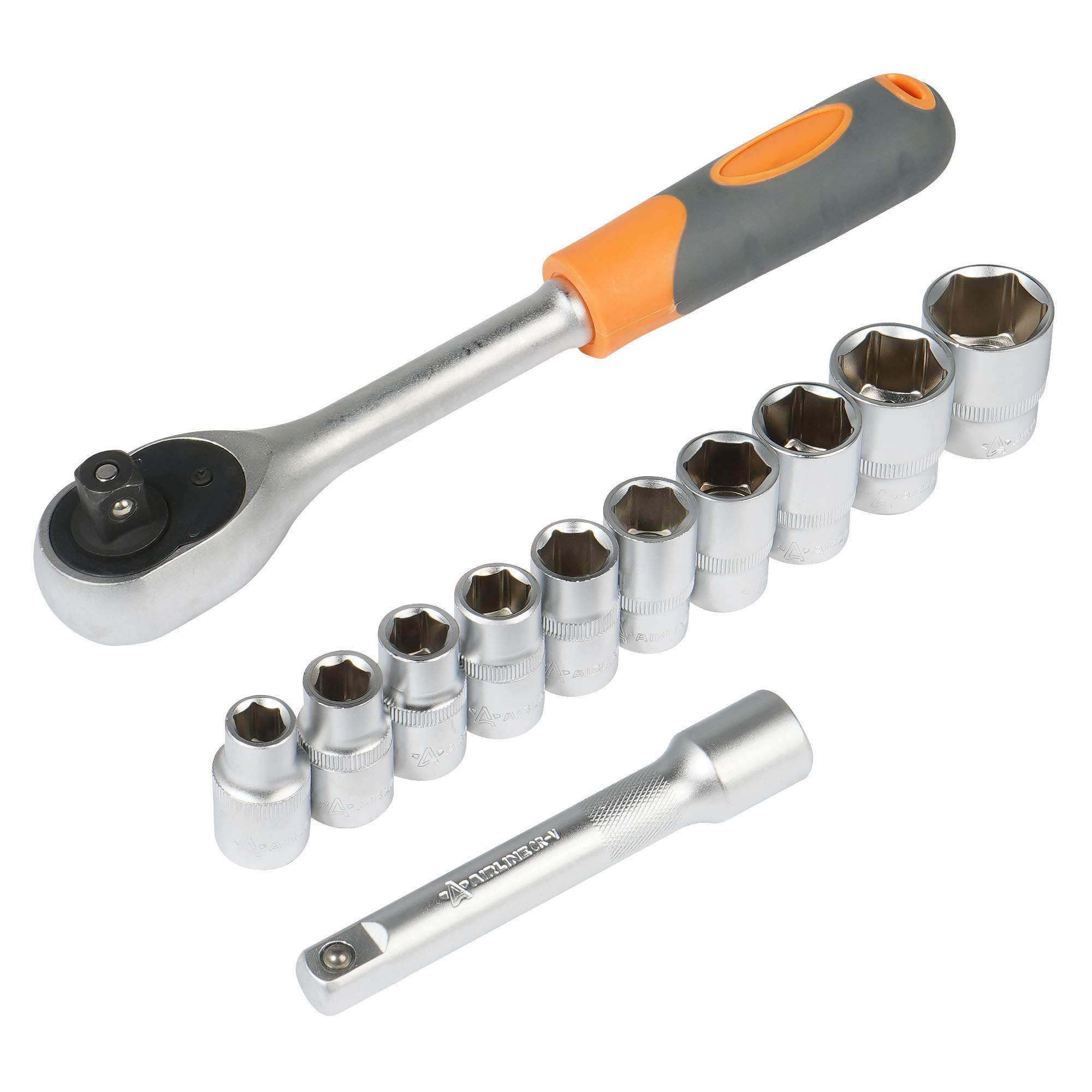 Набор головок с трещоткой 1/2" DR 72Т 12пр. (10,11,12,13,14,15,17,19,22,24мм, удлинитель 125мм) ()