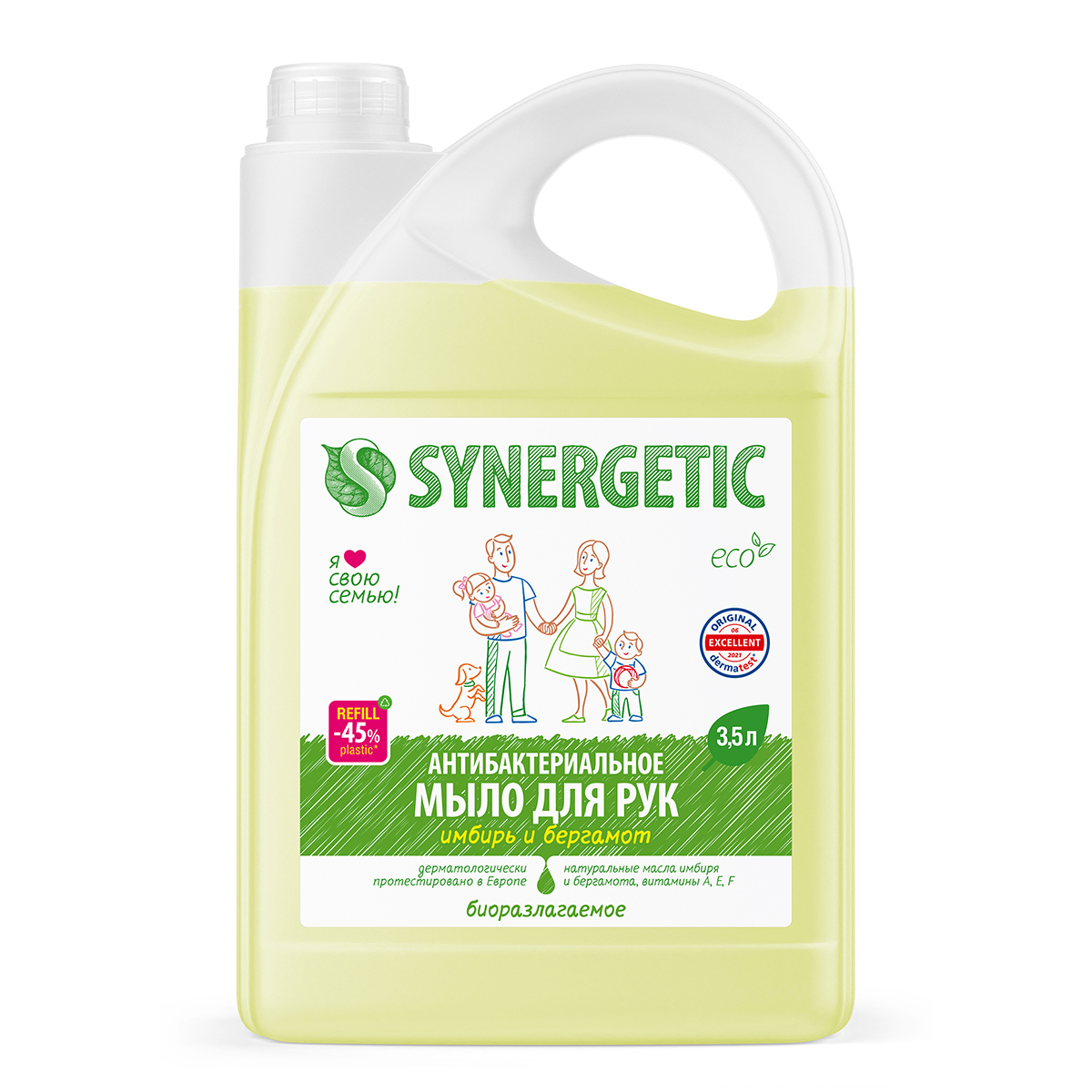 Купить жидкое мыло SYNERGETIC "Имбирь и бергамот" антибактериальное, с эффектом увлажнения, 3,5л, цены на Мегамаркет | Артикул: 600002196083