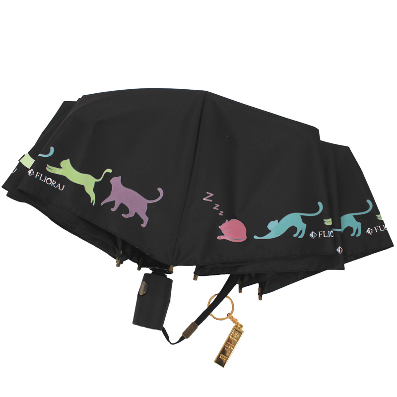 Зонт складной женский автоматический Flioraj 21052 FJ черный
