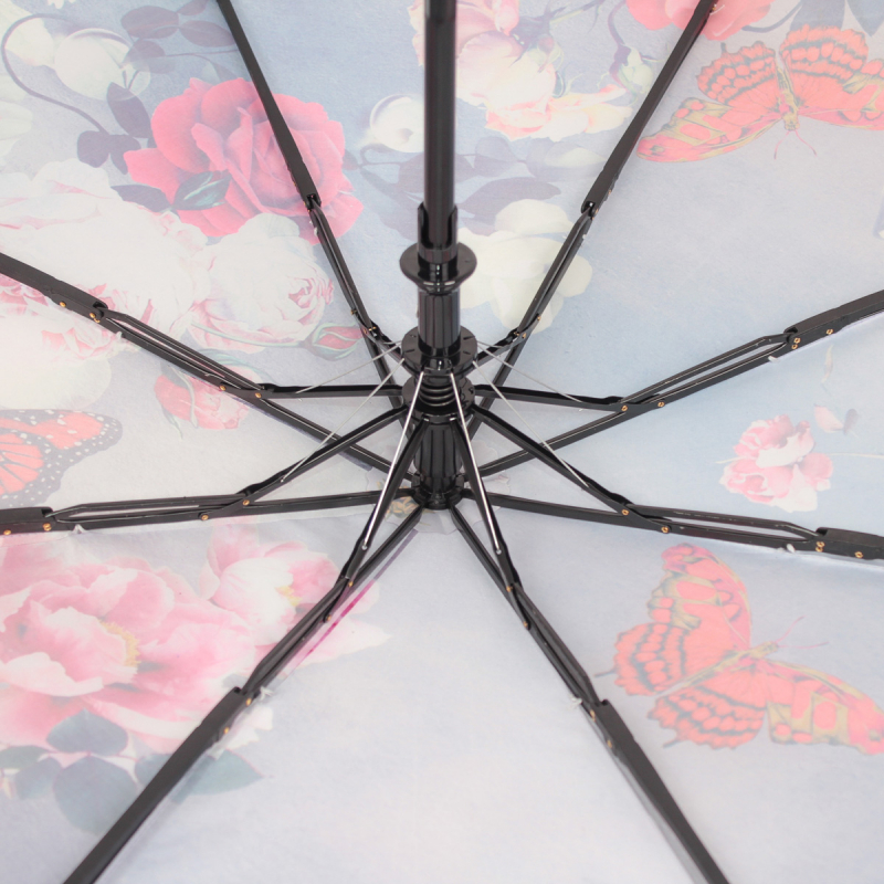 Зонт складной женский полуавтоматический Flioraj 101215 FJ серый
