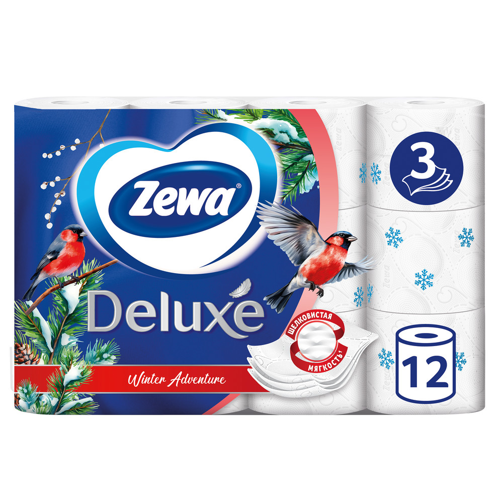 Туалетная бумага Zewa Deluxe Без аромата, 3 слоя, 12 рулонов - купить в Мегамаркет Ярославль (со склада МегаМаркет), цена на Мегамаркет