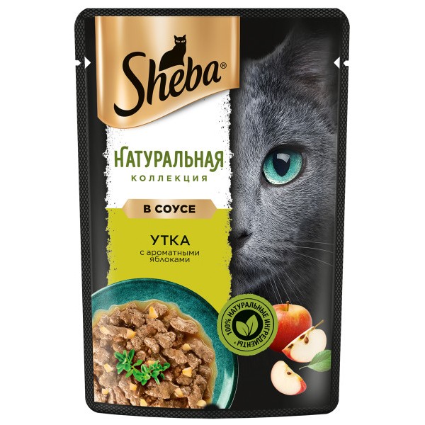 Корм влажный Sheba Натуральная коллекция для кошек, с уткой и добавлением яблок, 75 г - купить в УМКА, цена на Мегамаркет