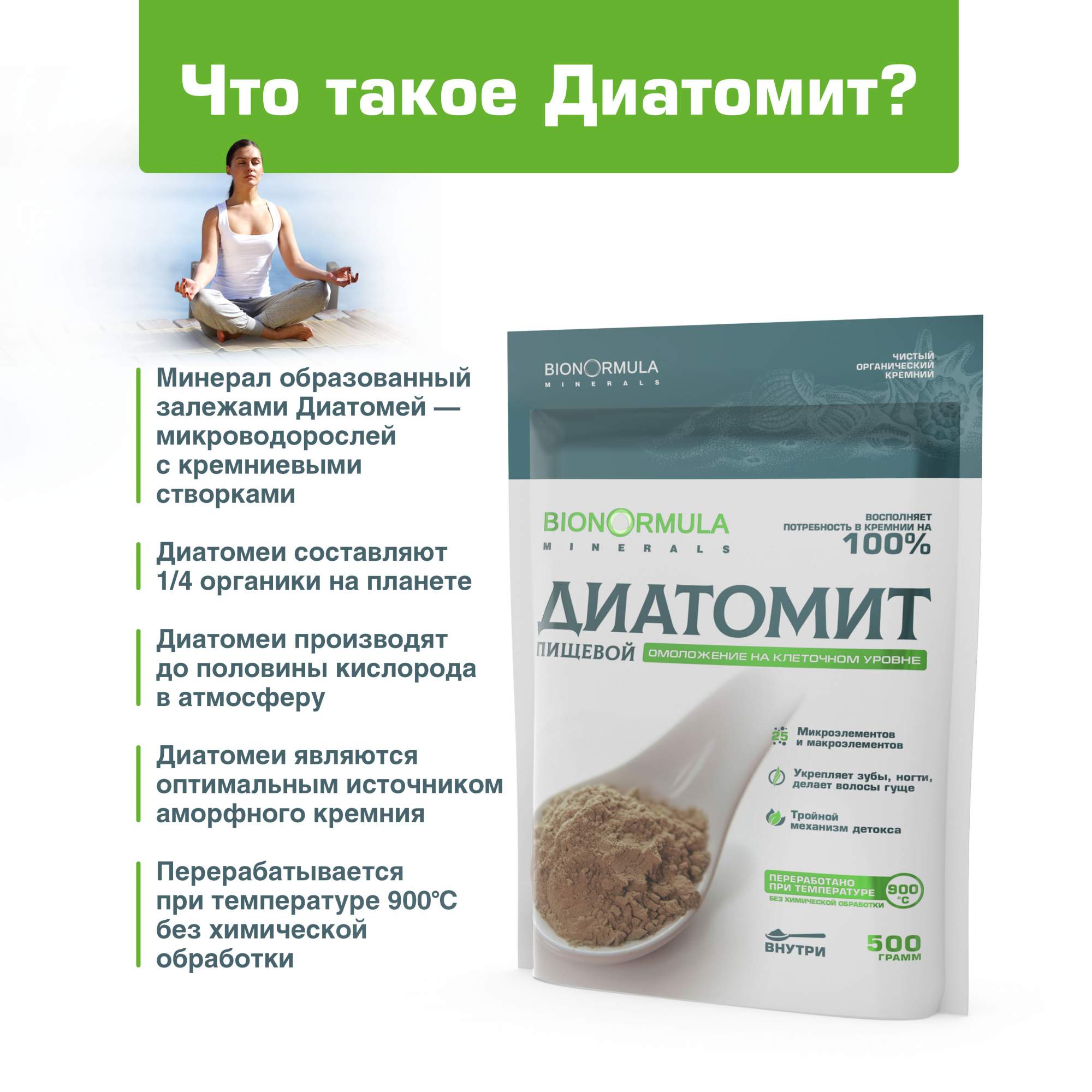 Пищевой ДИАТОМИТ Bionormula Кизельгур для очищения организма, похудения,  здоровья, 500 г - купить в Prodex Москва FBS, цена на Мегамаркет