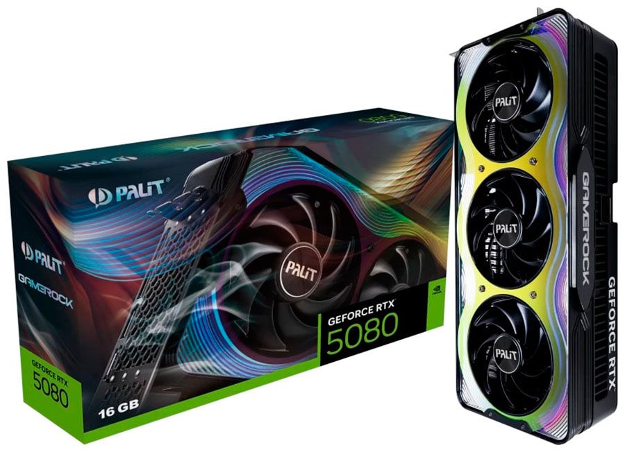 Видеокарта GeForce RTX 5080 GAMEROCK 16 Гб, купить в Москве, цены в интернет-магазинах на Мегамаркет