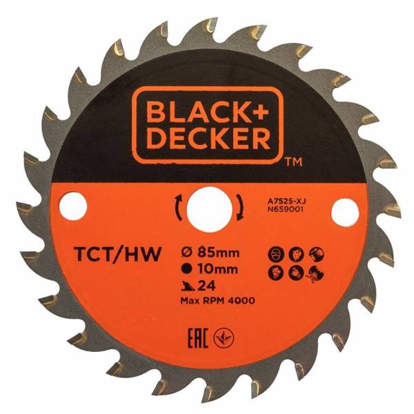 Пильный диск для BES510 TCT BLACK+DECKER A7525, 85x10x24T