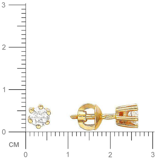 Серьги-пусеты из золота Эстет 01С112287, фианит