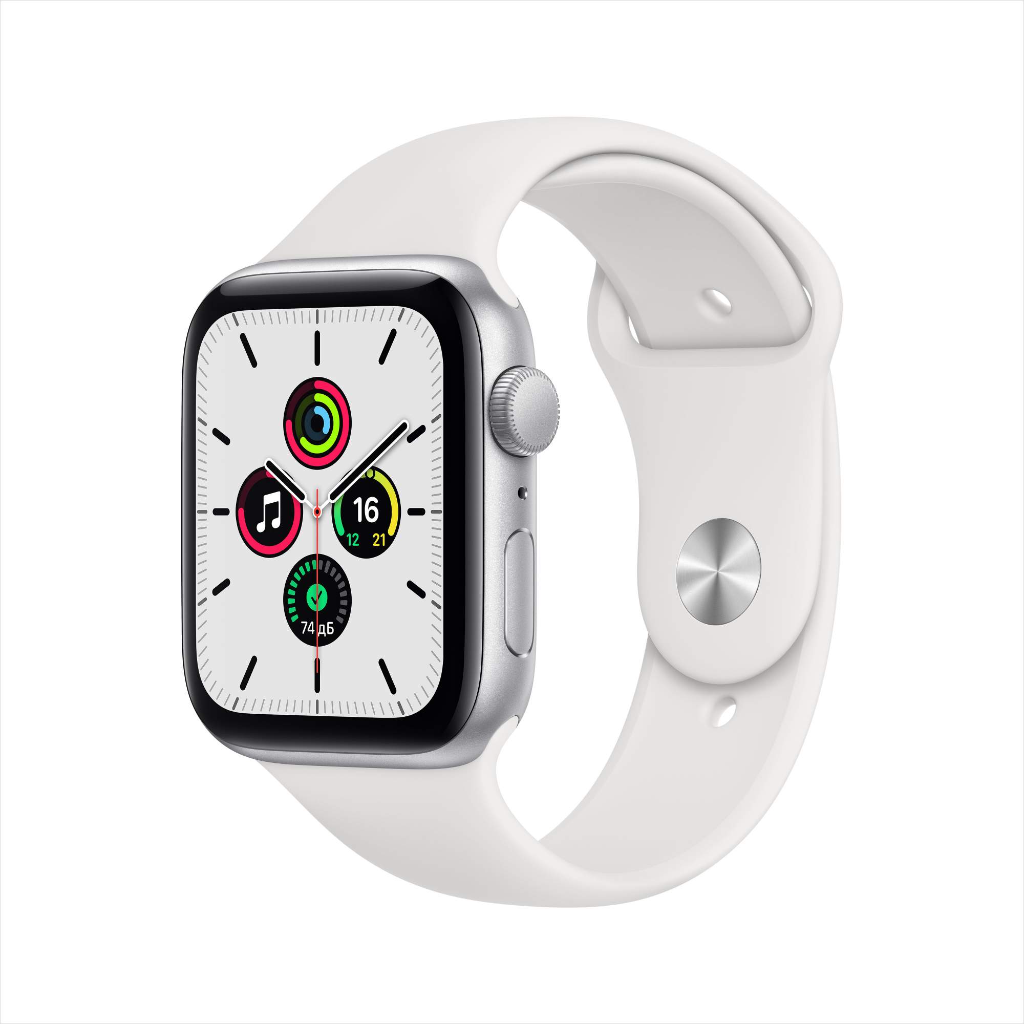 Смарт-часы Apple Watch SE 44mm Silver with White Sport Band (MYDQ2RU/A), купить в Москве, цены в интернет-магазинах на Мегамаркет