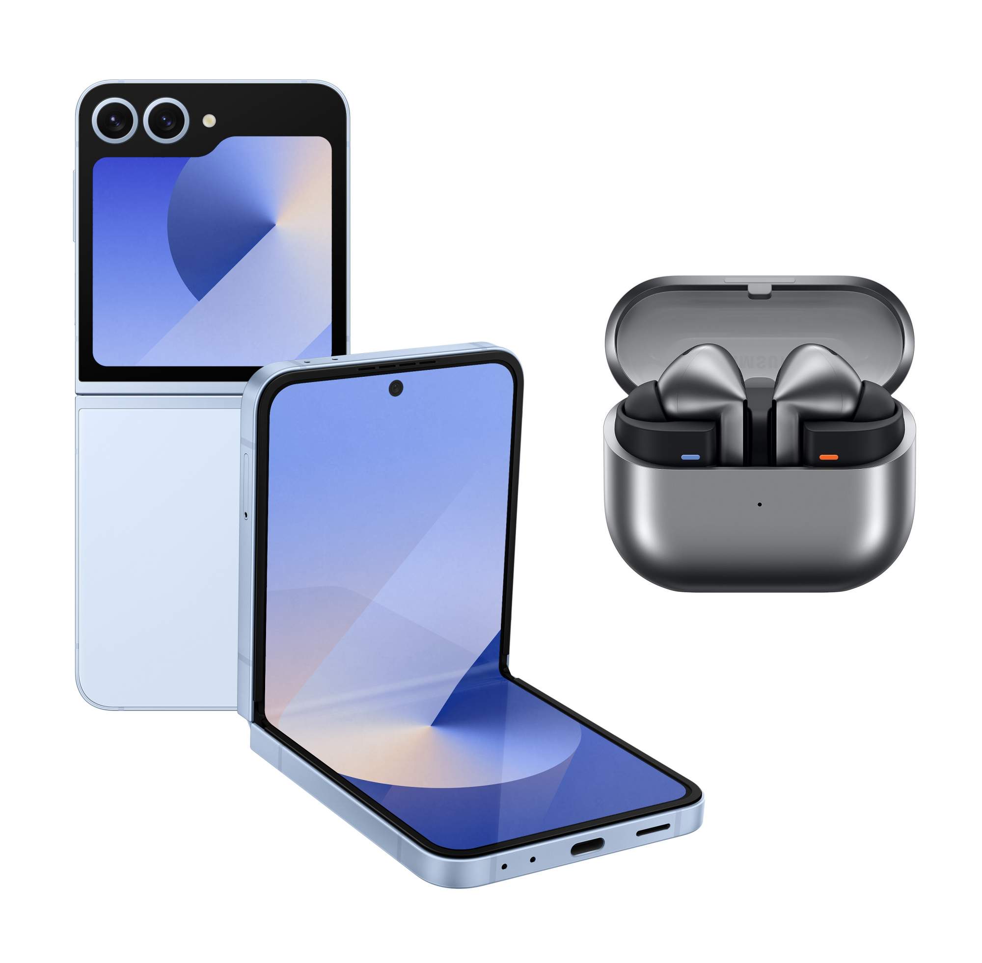 Смартфон Galaxy Z Flip6 12/256GB Light Blue + наушники Galaxy Buds3 Pro Silver в комплекте, купить в Москве, цены в интернет-магазинах на Мегамаркет