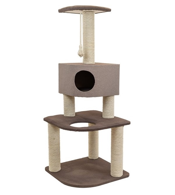 Комплекс для кошек Дарэлл, коричневый, 3 уровня, 55 х 55 х 144 см