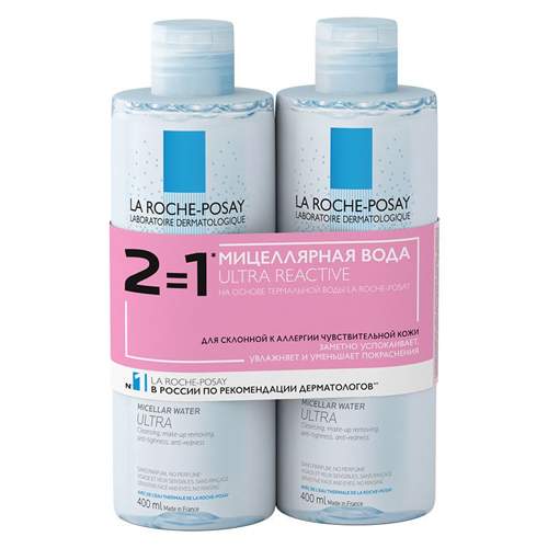 Мицеллярная вода ЛяРош для чувствительной кожи Ultra 400 мл*2/2 по цене 1