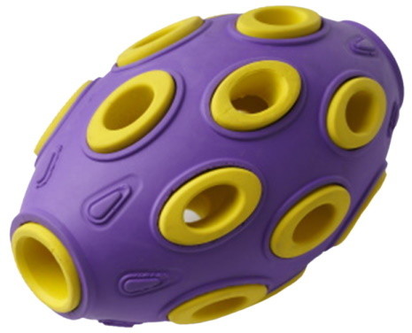 Развивающая игрушка для собак HOMEPET мяч регби, фиолетовый, желтый, 7.6 см