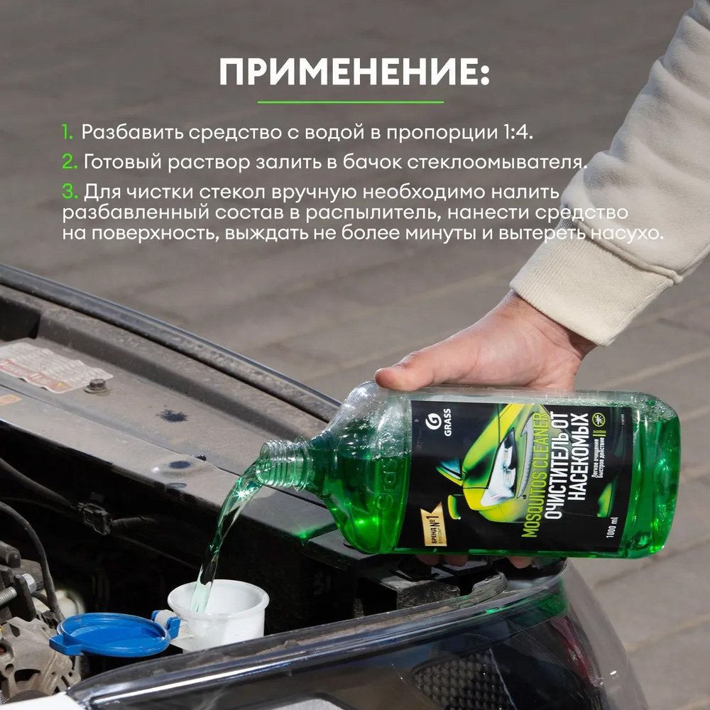 Стеклоомыватель для автомобиля GRASS Mosquitos Cleaner, 1л - купить в  Москве, цены на Мегамаркет | 100001148408