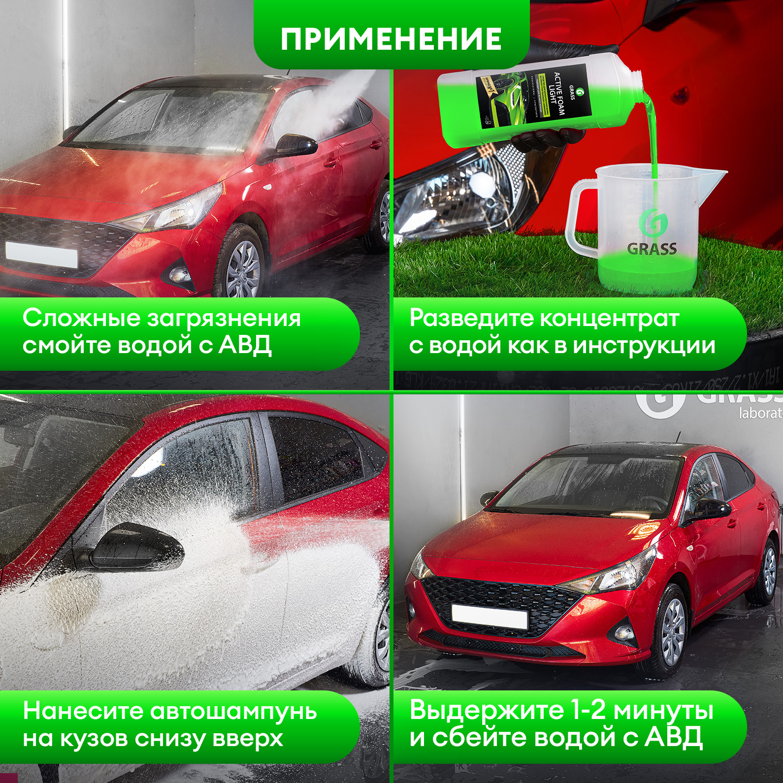 Автошампунь для бесконтактной мойки GRASS активная пена Active Foam Light  1л - отзывы покупателей на Мегамаркет | 100001148261