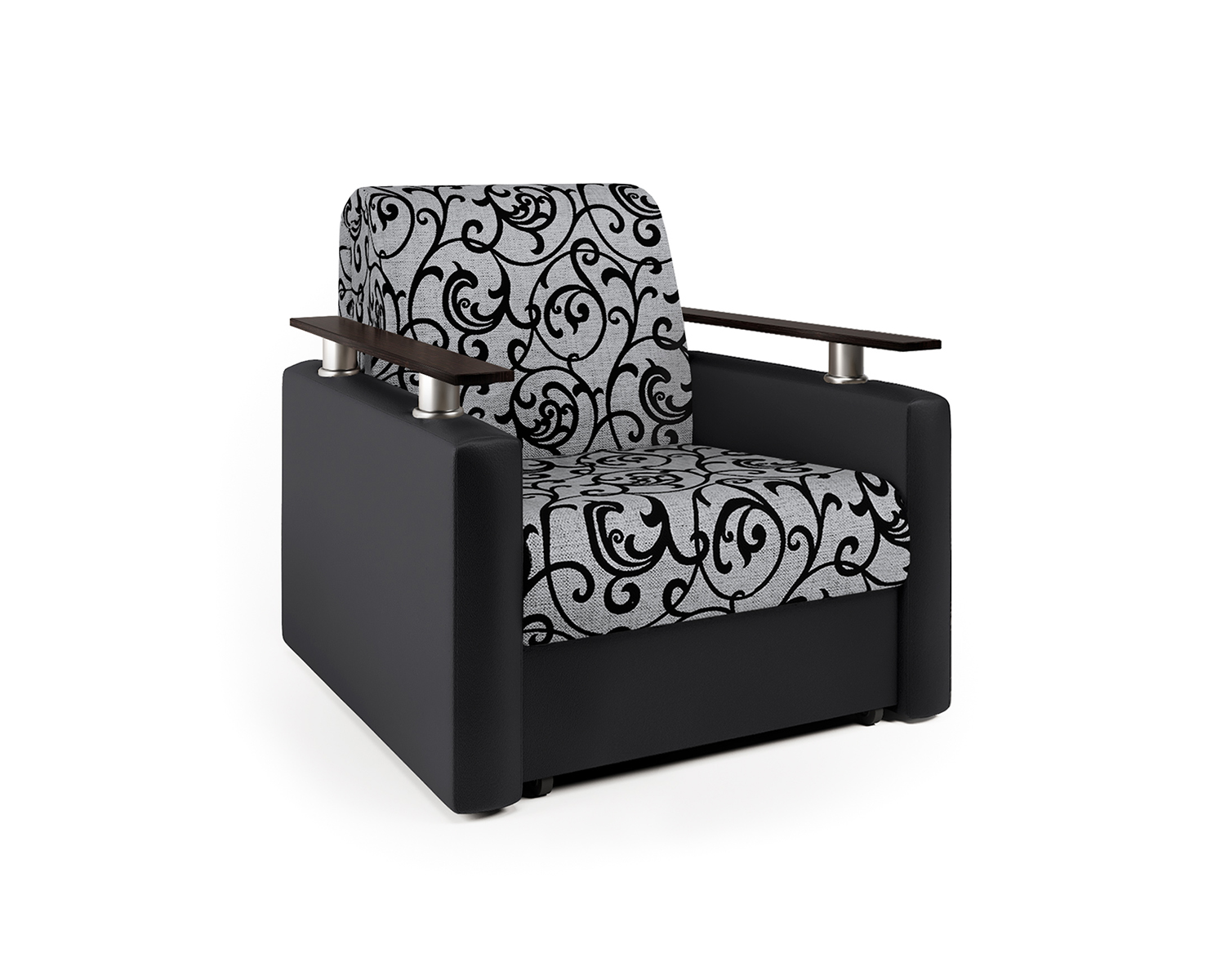 Кресло-кровать Шарм-Дизайн Шарм 1907282, серый/черные узоры/черный/бук