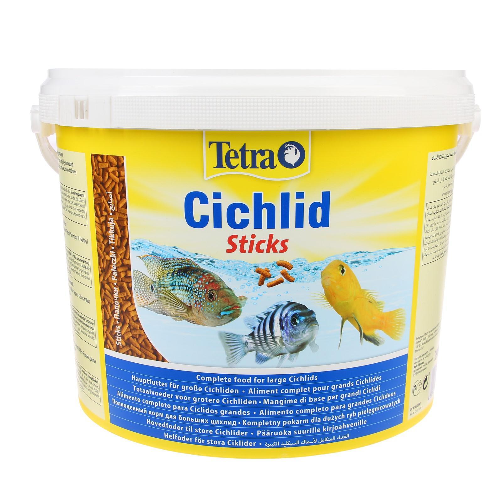 Корм для рыб 10л. Tetra Cichlid Sticks 10 л ведро. Корм для рыб Tetra Cichlid Colour Pellets 10л гранулы (ведро). Tetra Cichlid granules 10 л. Tetra Cichlid Sticks палочки 10 л.