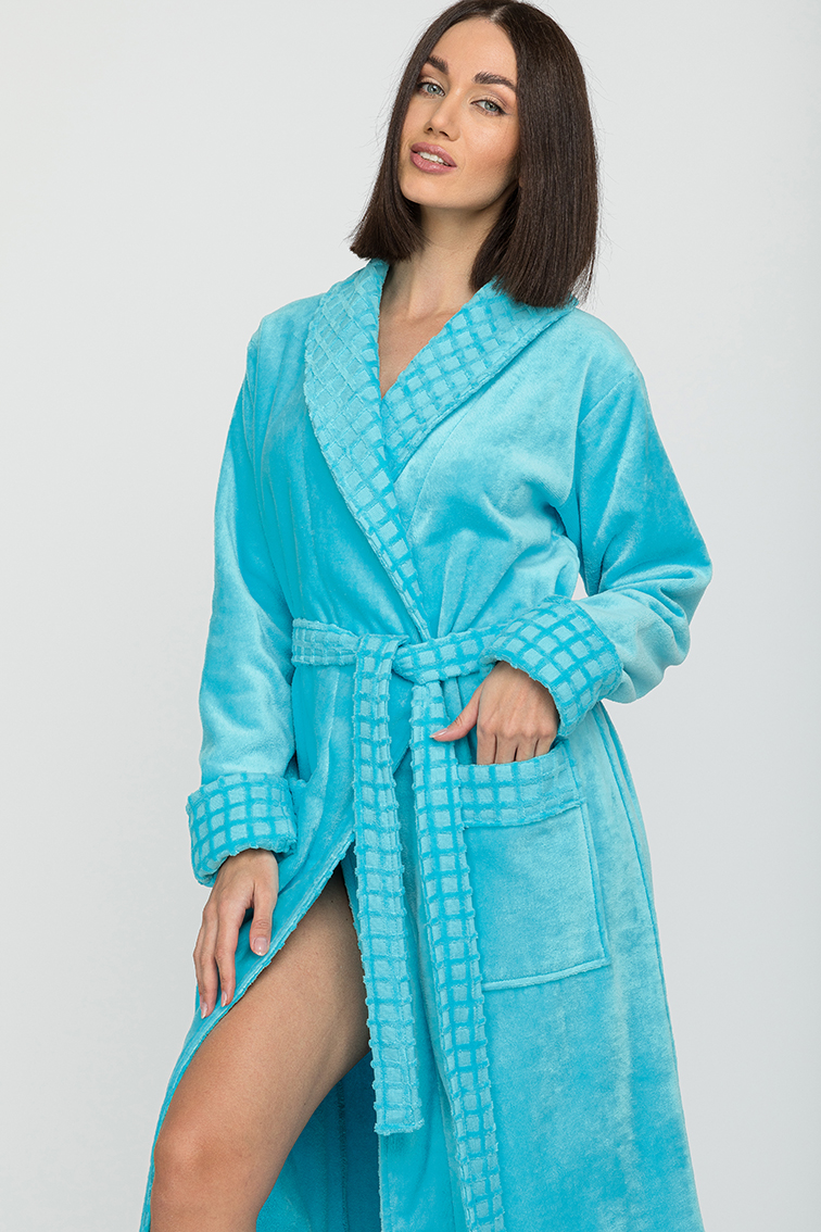 Домашний халат женский Peche Monnaie Ultra Doux 2 бирюзовый XL