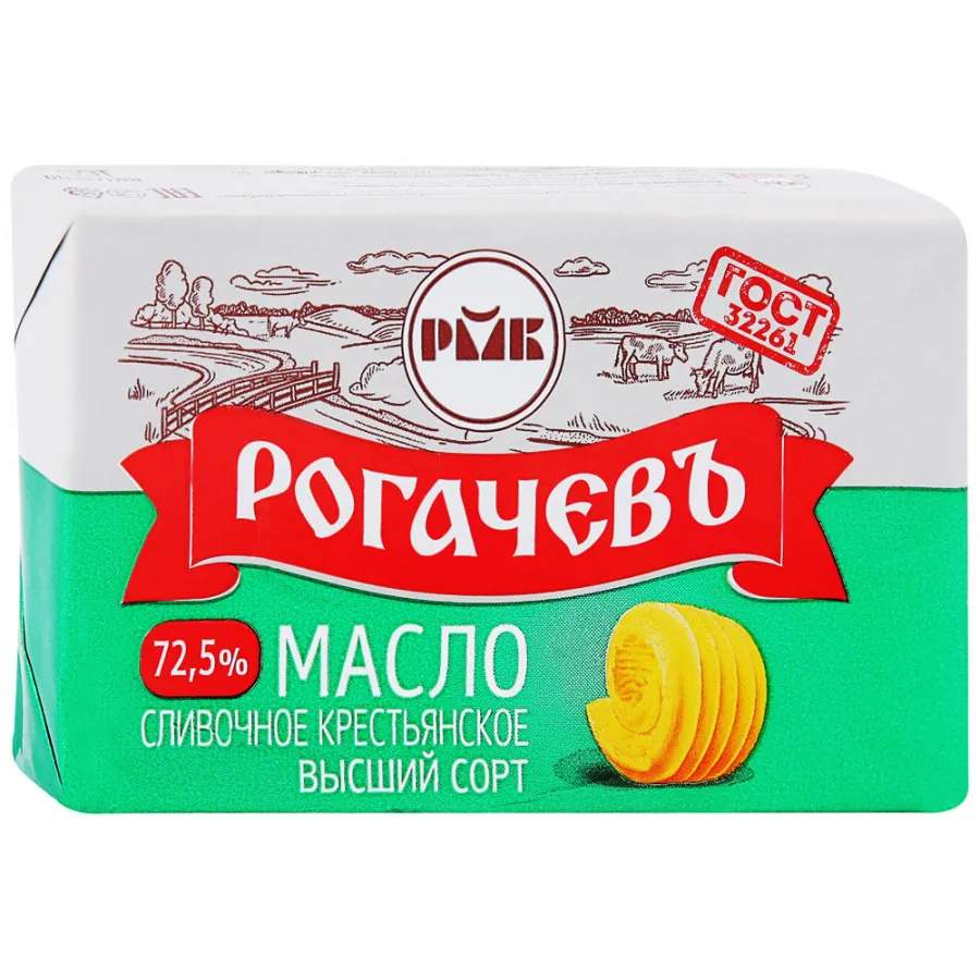 Сладкосливочное масло Рогачевъ Крестьянское 72,5% БЗМЖ 160 г