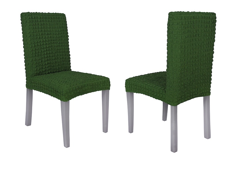 Чехлы на стулья без оборки Venera, зеленый, комплект 6 штук