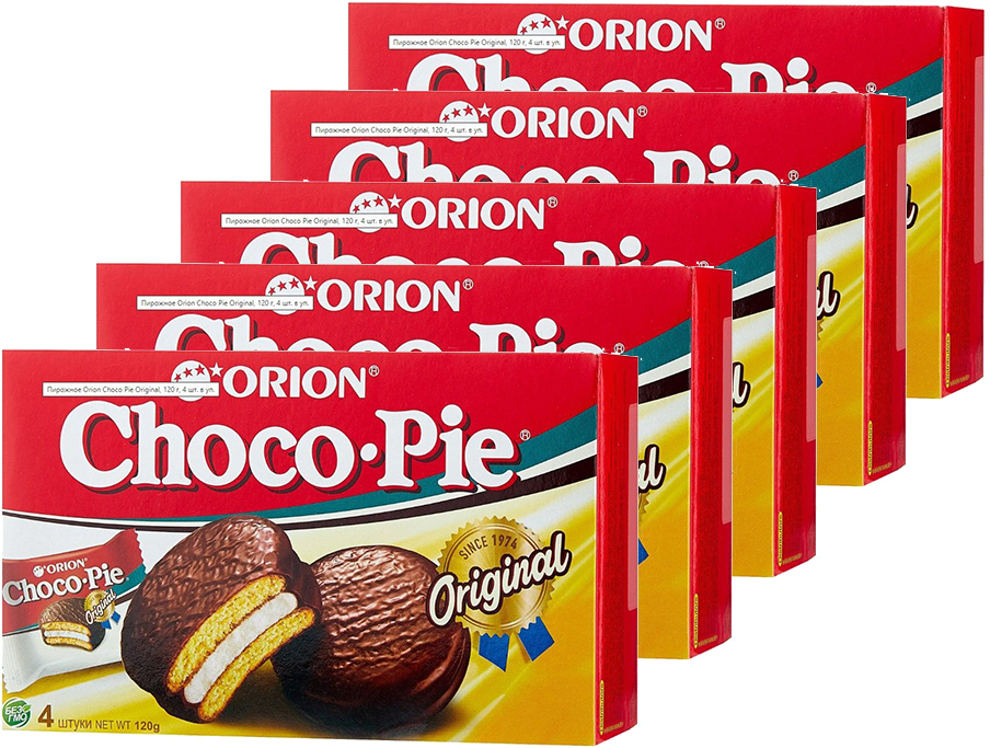 Купить печенье Orion Choco Pie Original, 5 шт по 120 г, цены на Мегамаркет | Артикул: 600012858967