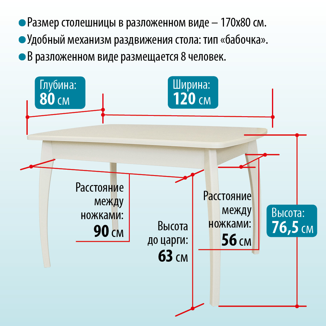 Размеры стола на 8 чел