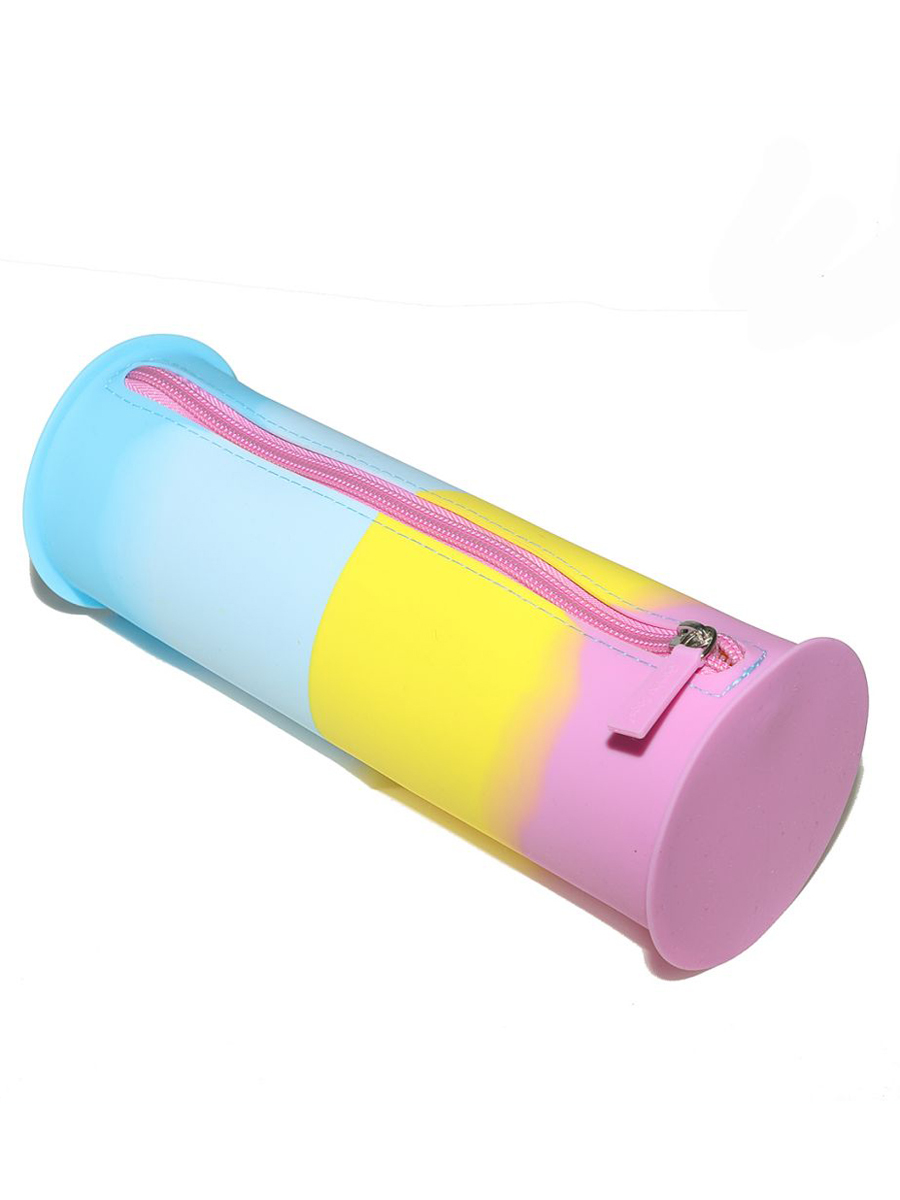 Gummy Bags Пенал-цилиндр силиконовый. Цвет Sweety Flower лиловый+желт+голуб+синий 23x8см.
