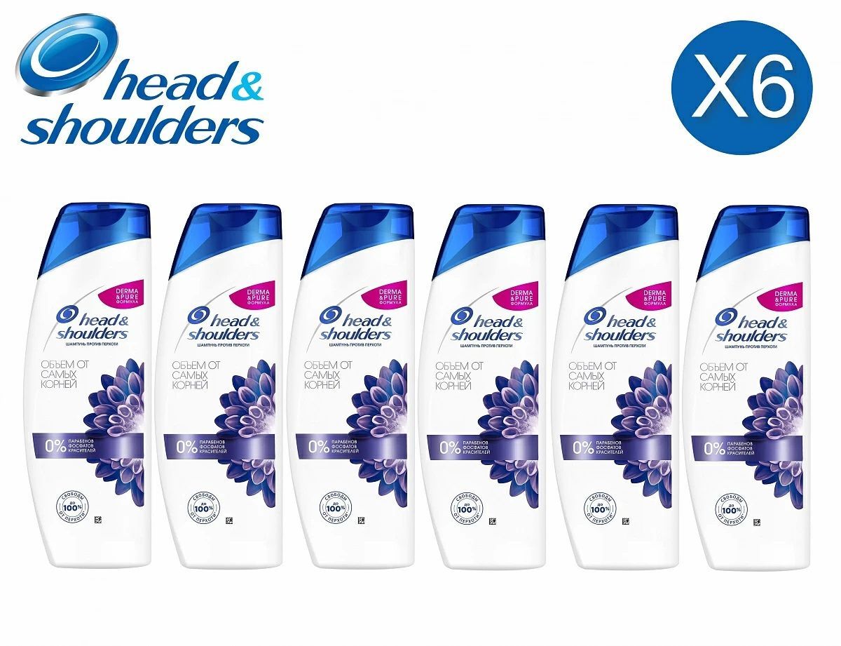 Купить шампунь Head & Shoulders Объем от самых корней против перхоти 6шт по 400мл, цены на Мегамаркет | Артикул: 600018277327