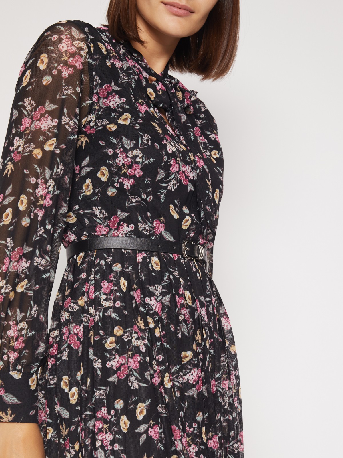 Платье миди с цветочным принтом Zolla, цвет Черный, размер XL