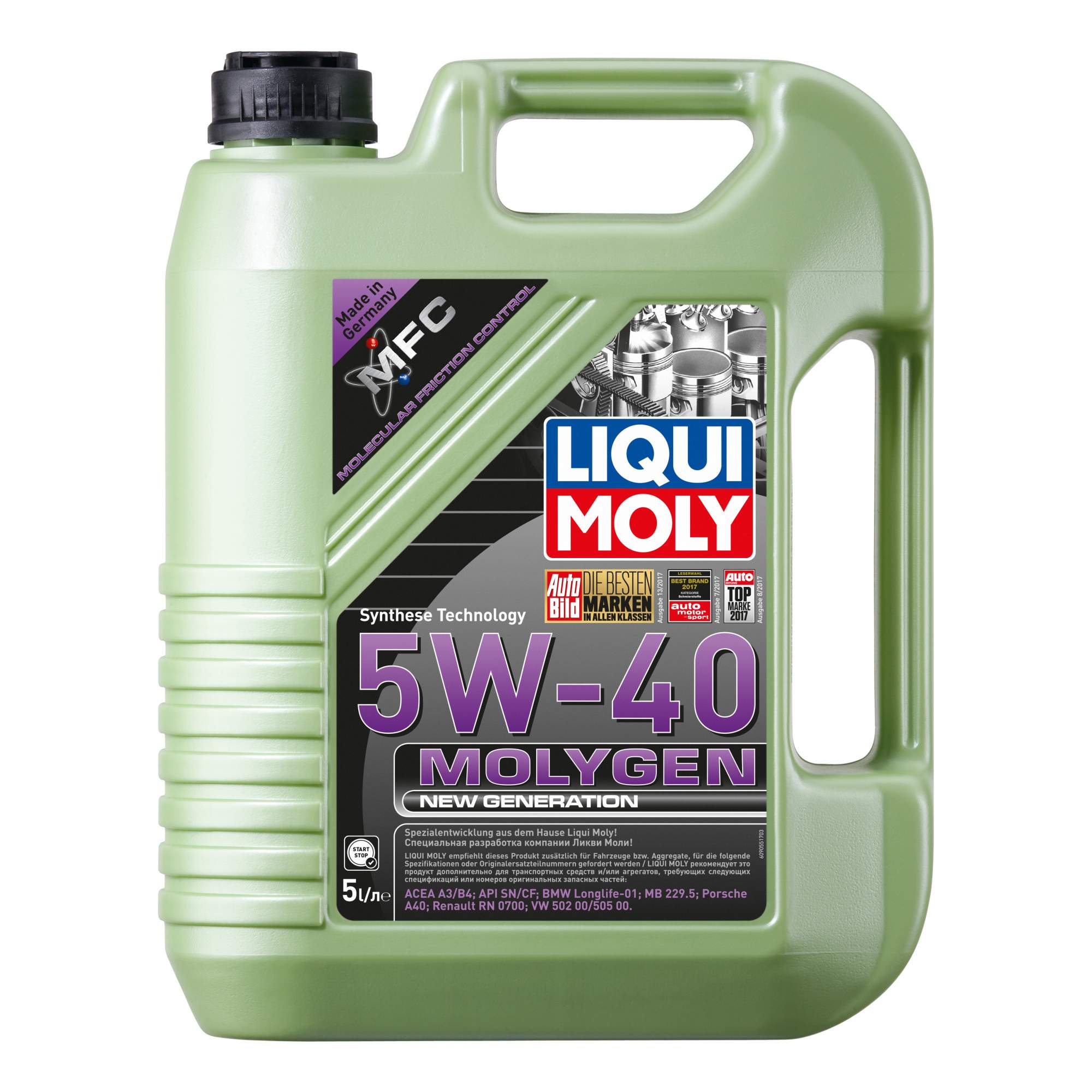 Моторное масло Liqui Moly синтетическое Molygen NeW Generation 5W40 5л - купить в Москве, цены на Мегамаркет | 100045402767