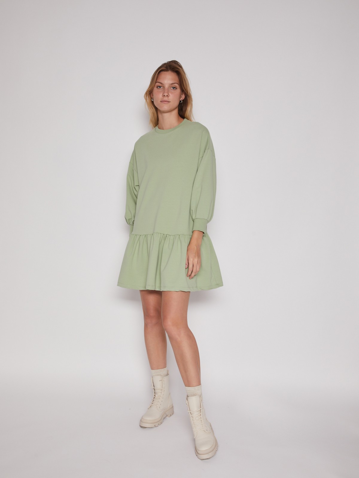 Короткое платье-свитшот Zolla, цвет Светло-зеленый, размер XL